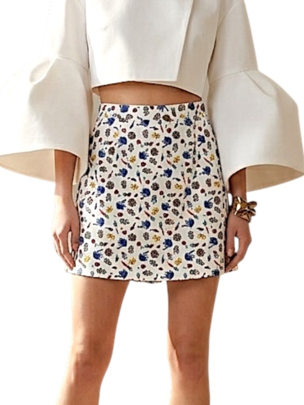 Vtg 90s white cotton twill whimsical butterfly veggie garden print mini skort 10